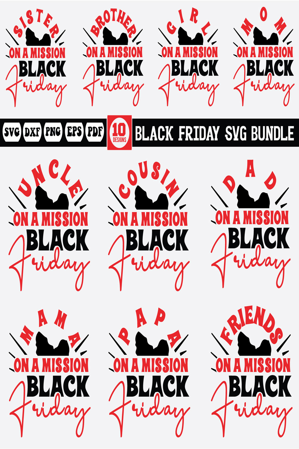 Black Friday Svg Design Bundle pinterest preview image.