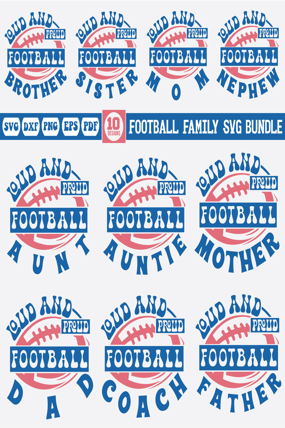 Football Family Svg Bundle pinterest preview image.