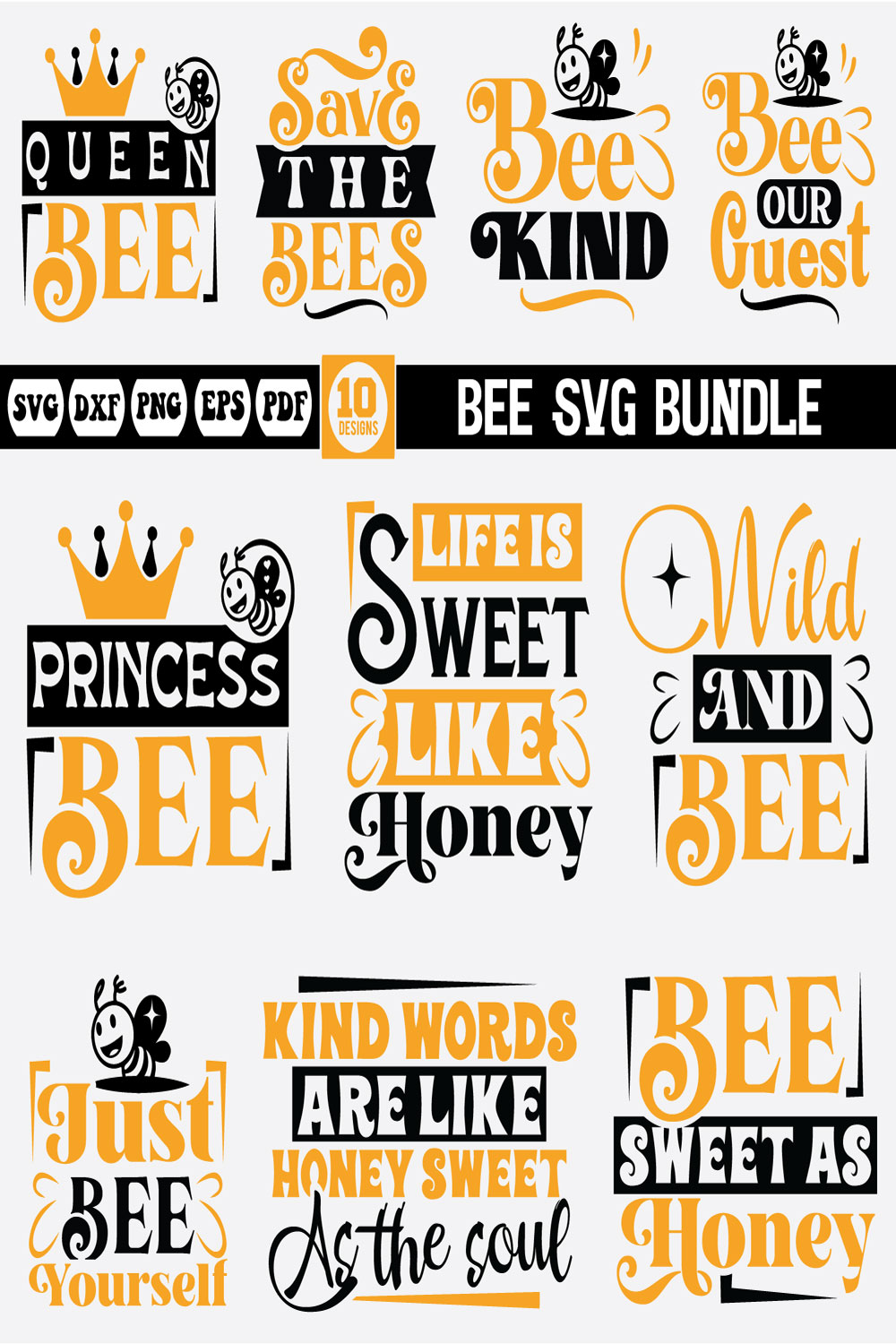 Bee Svg Bundle pinterest preview image.