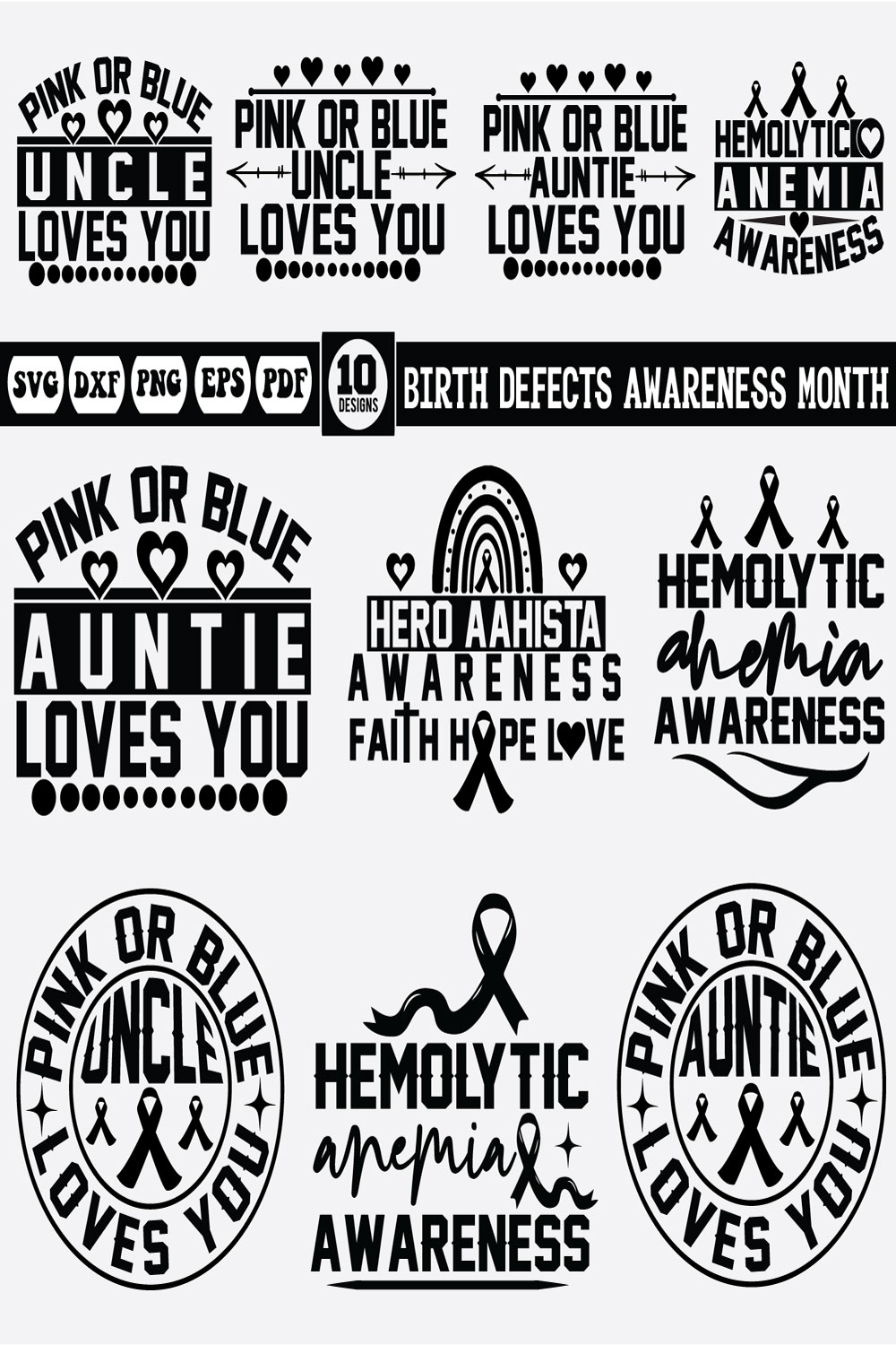 Birth Defects Awareness Month Svg bundle pinterest preview image.
