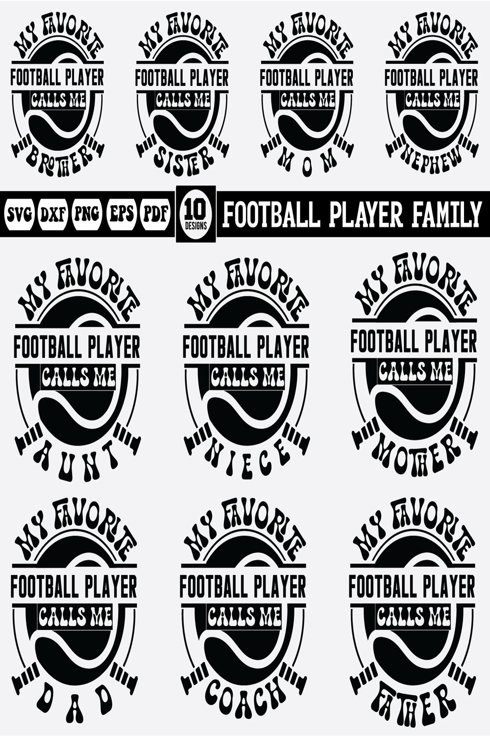 Football Player Family Svg Bundle pinterest preview image.