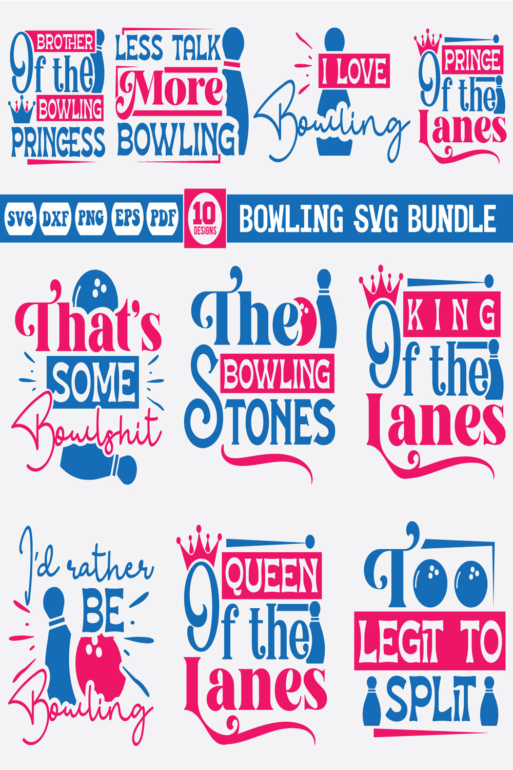 Bowling Svg Bundle pinterest preview image.