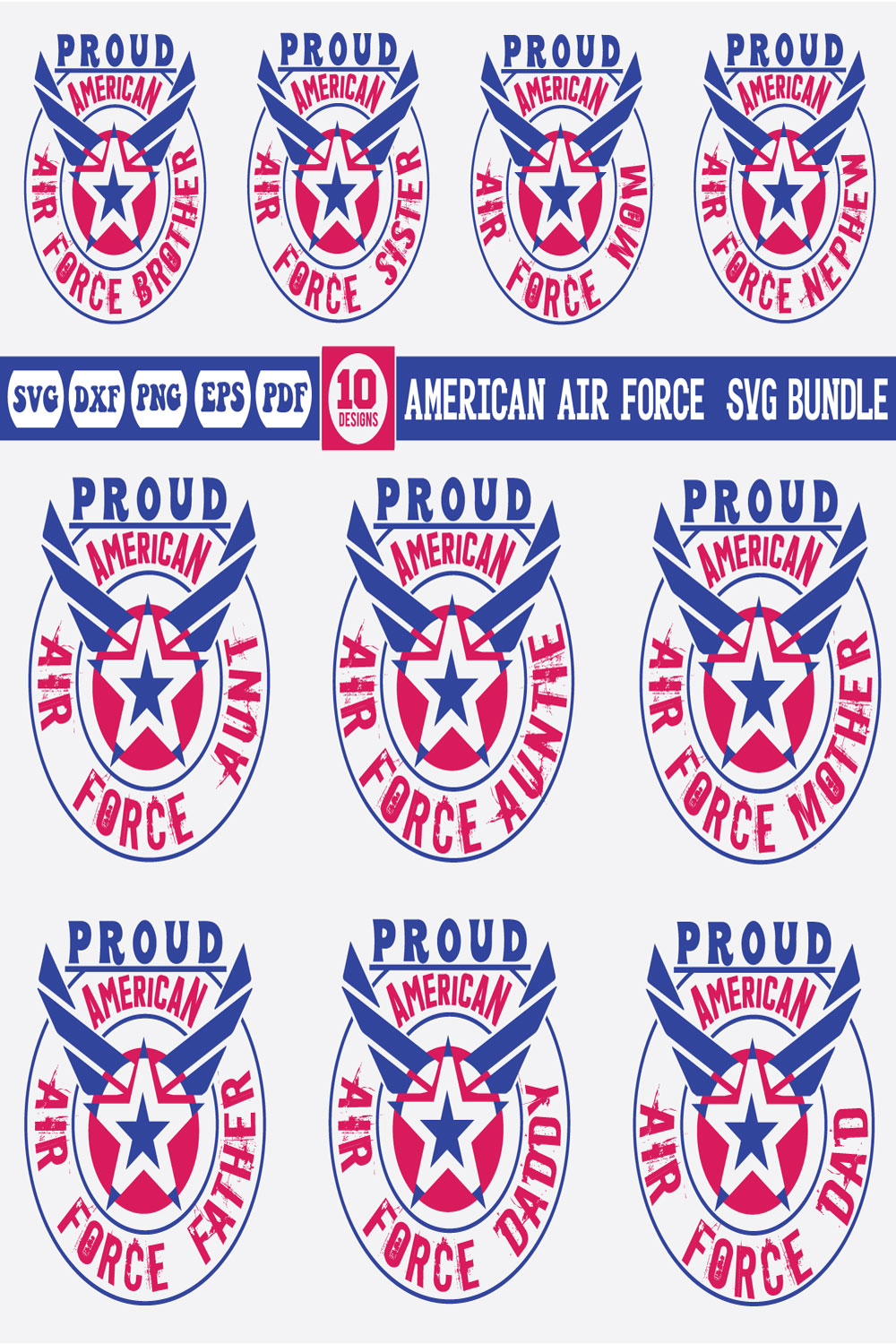 American Air Force Family Svg Bundle pinterest preview image.