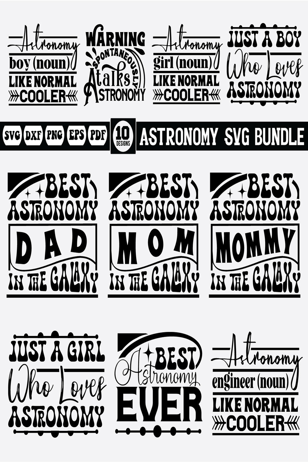 Astronomy Svg Bundle pinterest preview image.