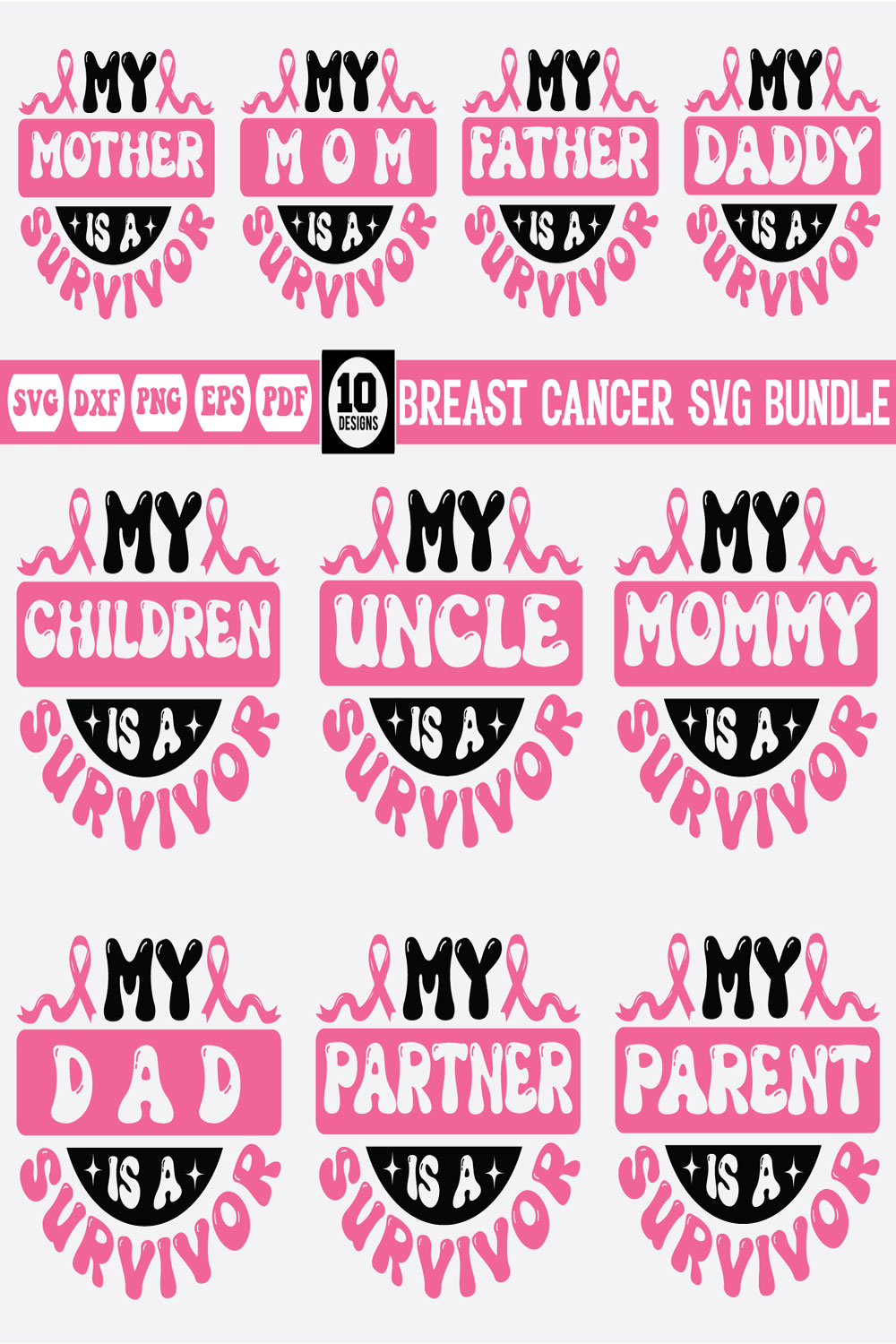 breast cancer svg bundle Vol-2 pinterest preview image.