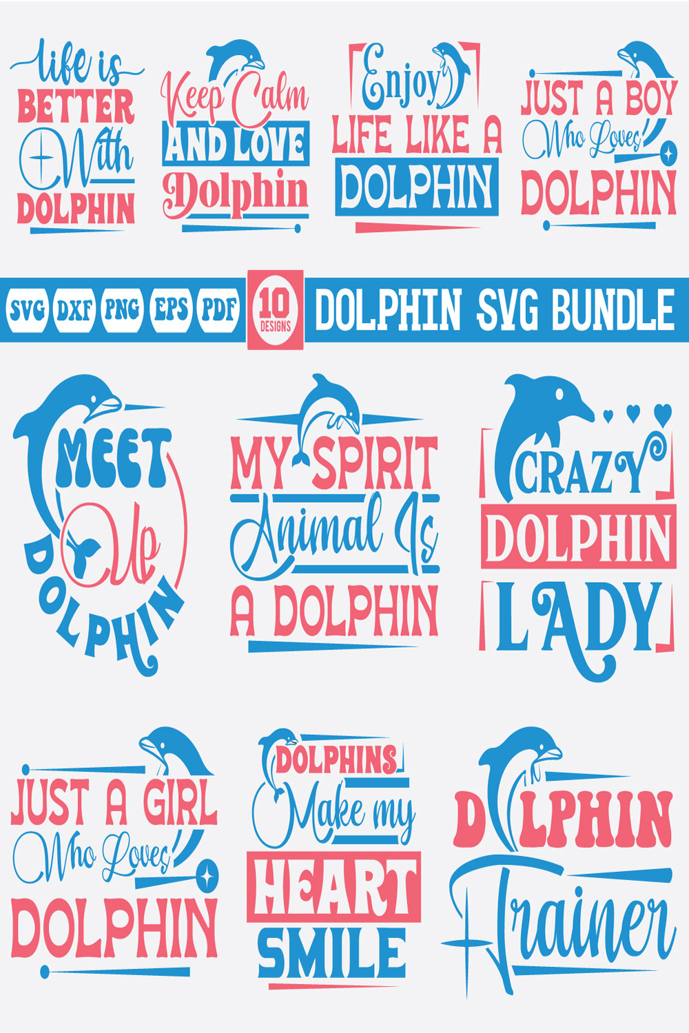 Dolphin Svg Bundle pinterest preview image.