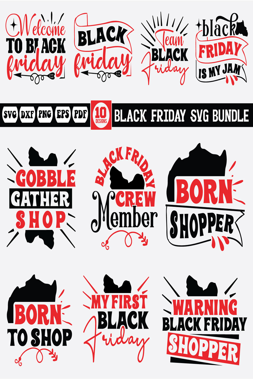 Black Friday Svg Bundle pinterest preview image.