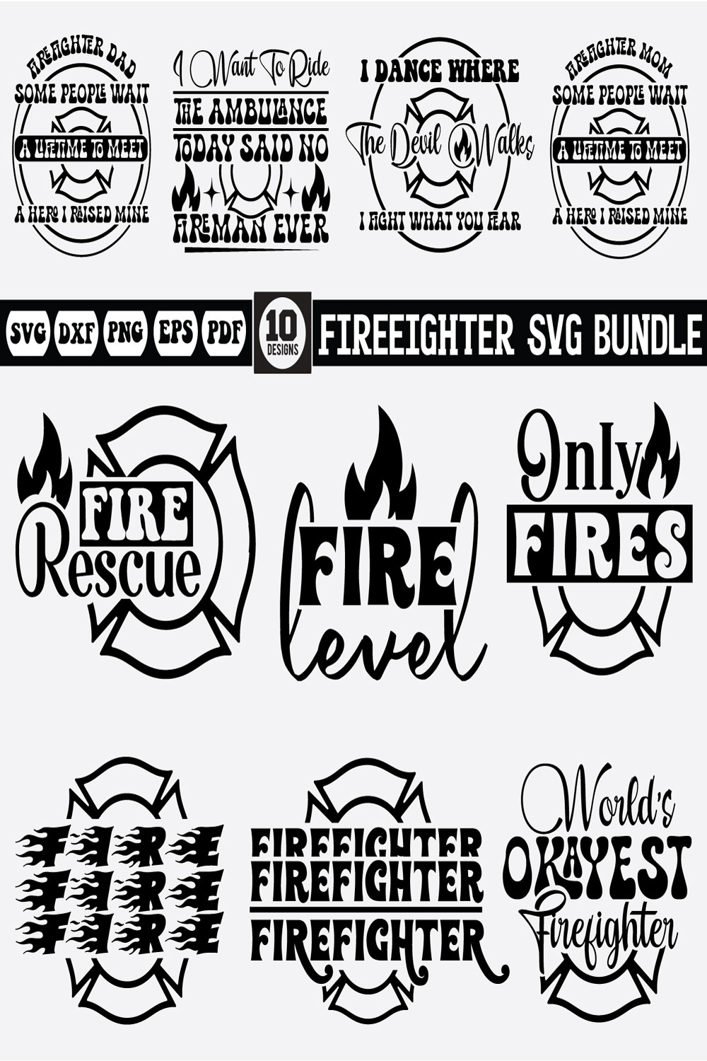 Firefighter Svg Bundle pinterest preview image.