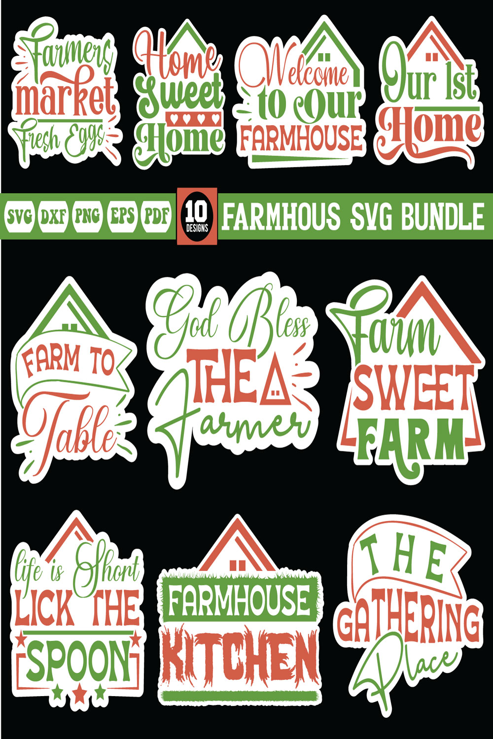 Farmhouse Svg Bundle pinterest preview image.