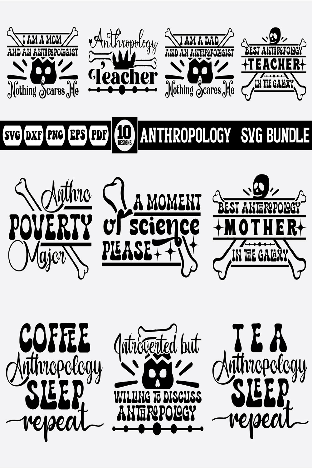 Anthropology svg bundle pinterest preview image.