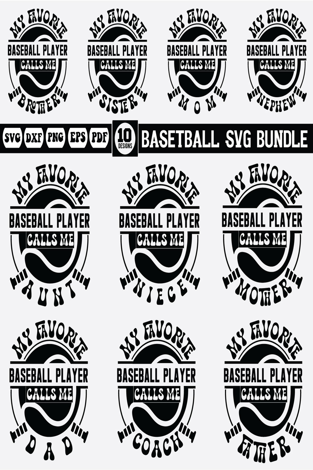 Baseball Player Family Svg Bundle pinterest preview image.