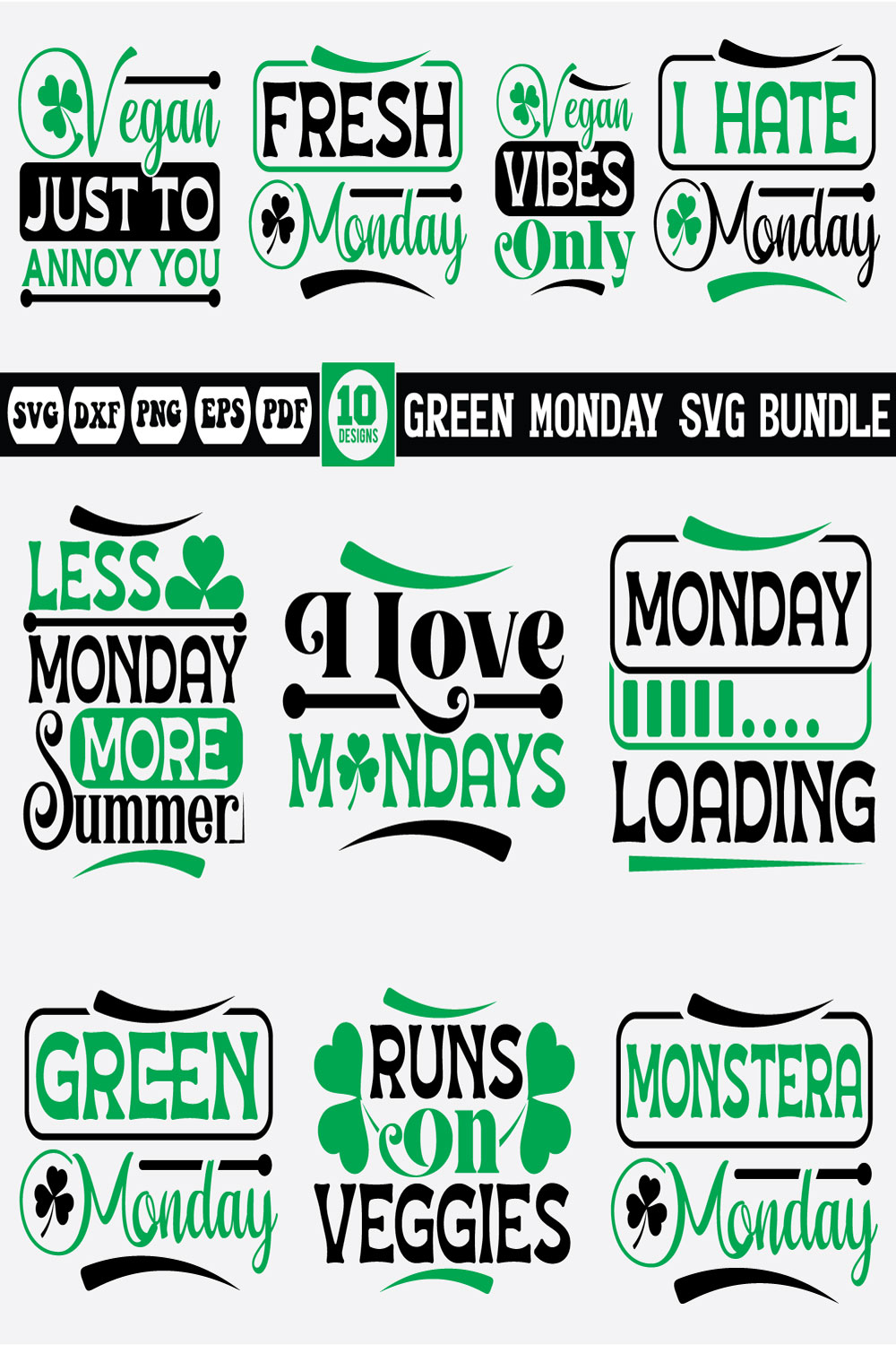 Green Monday Svg Bundle pinterest preview image.