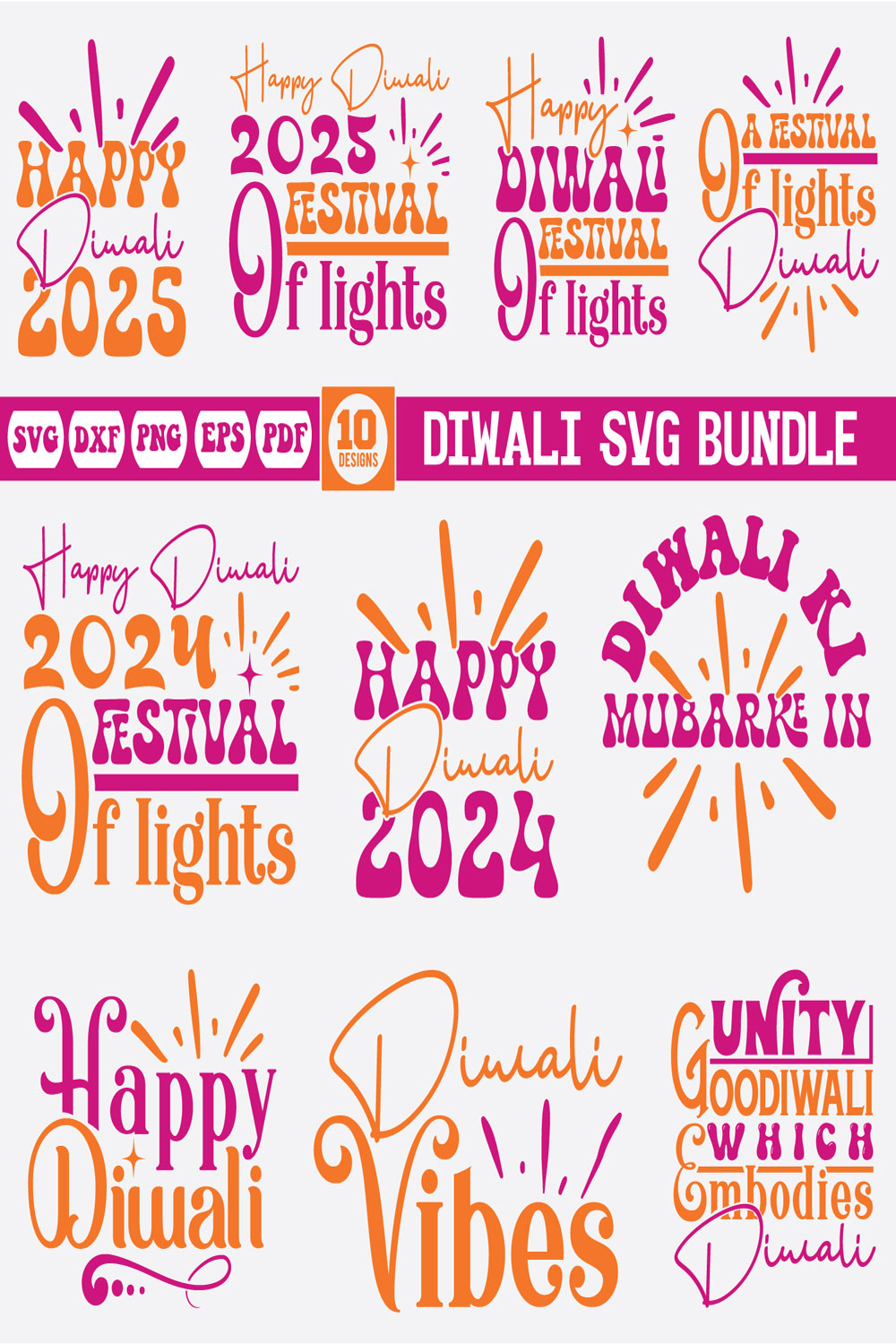 Diwali Svg Bundle pinterest preview image.