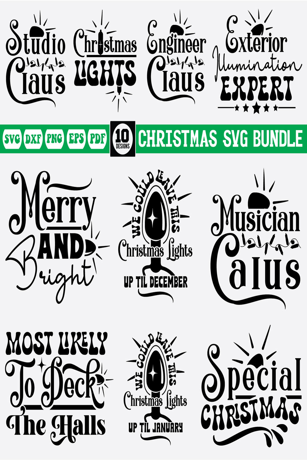 Christmas Light Svg Bundle pinterest preview image.