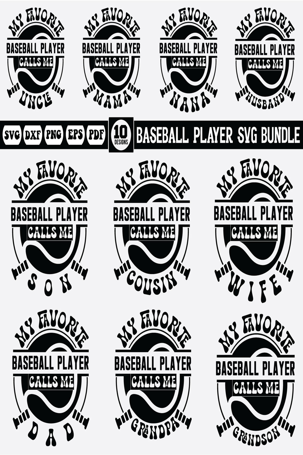 Baseball Player Family Bundle pinterest preview image.