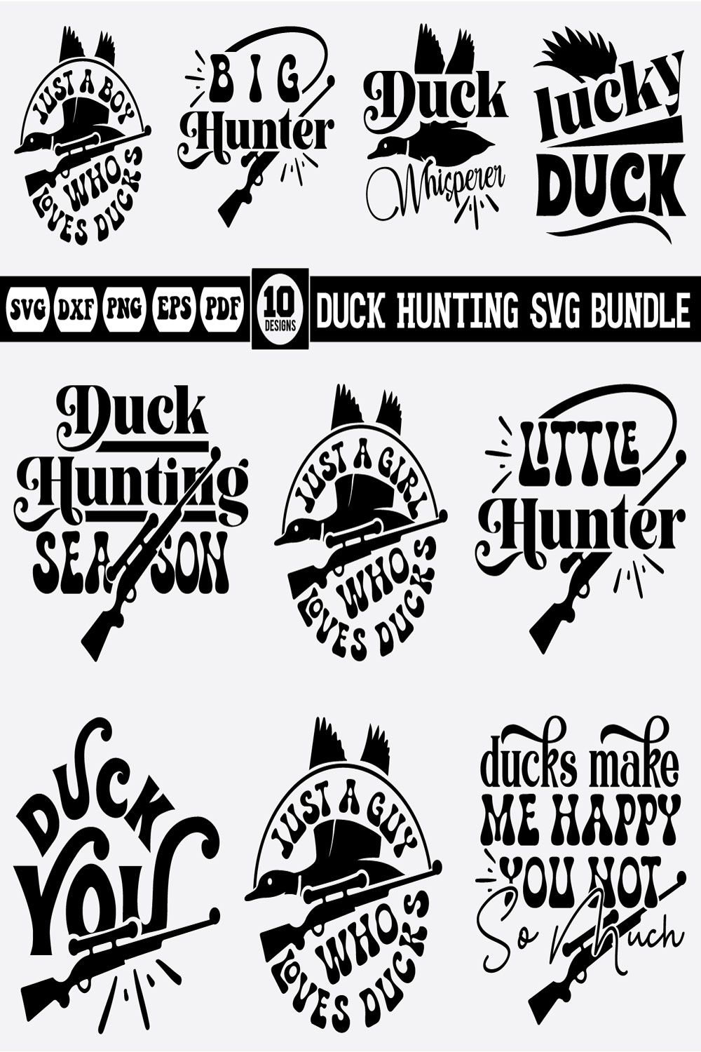 Duck Hunting Svg bundle pinterest preview image.