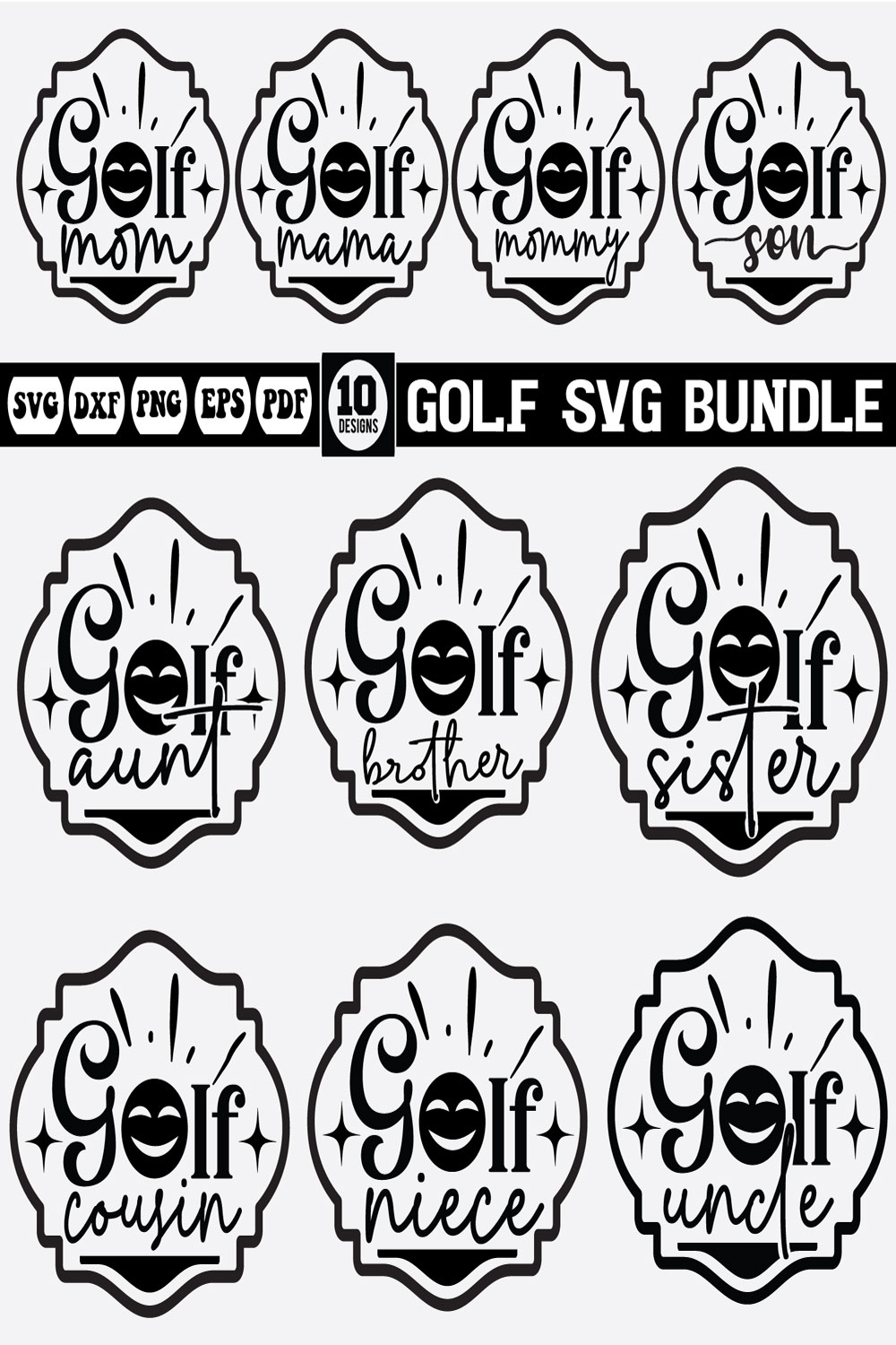 golf svg bundle pinterest preview image.