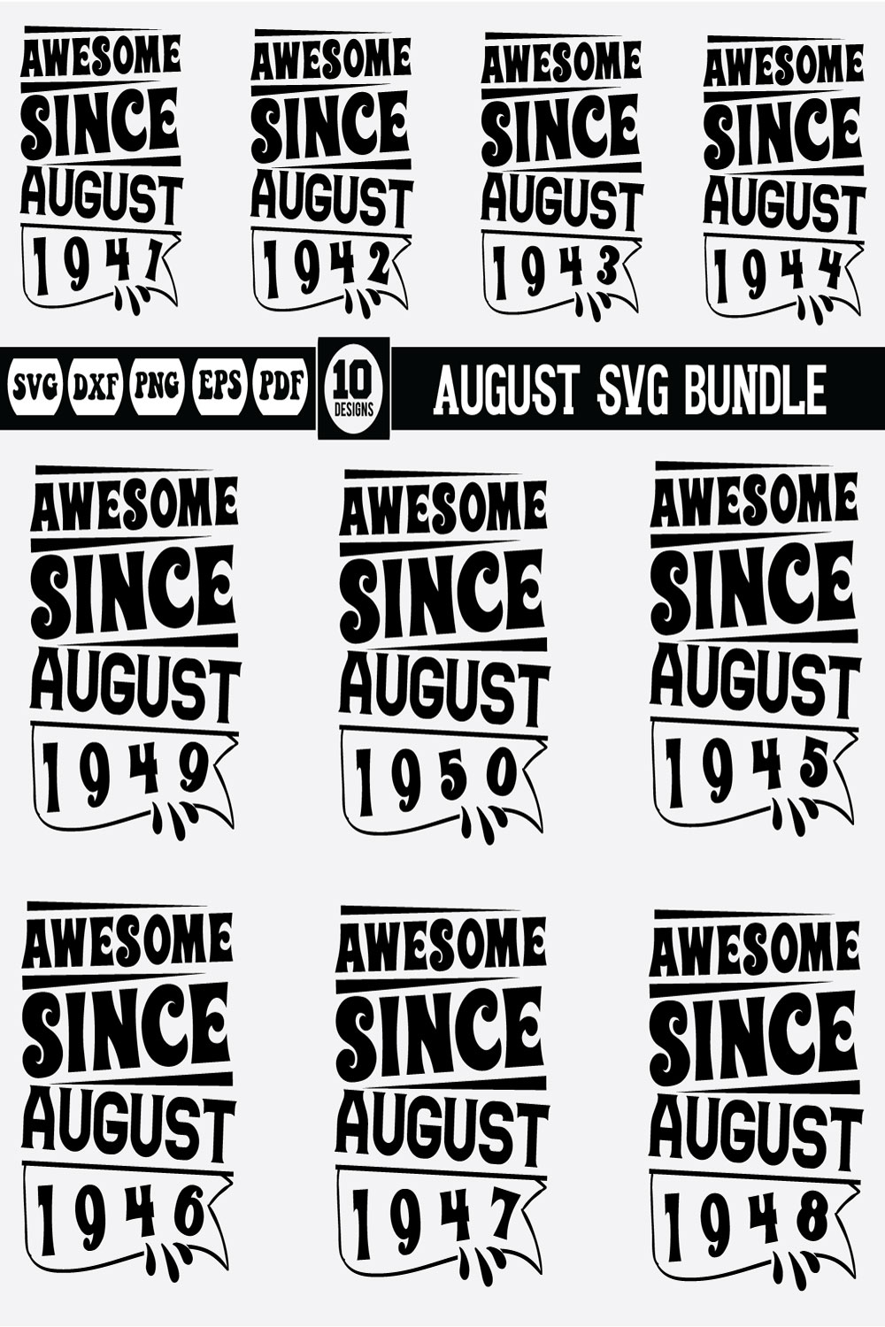 August Svg Bundle pinterest preview image.