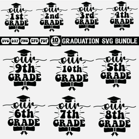 graduation svg design bundle cover image.