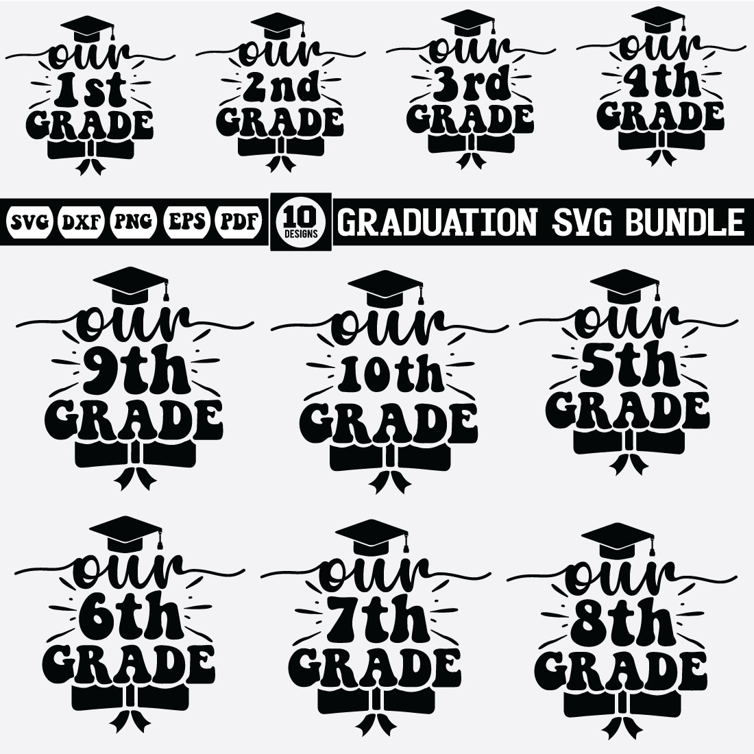 graduation svg design bundle cover image.