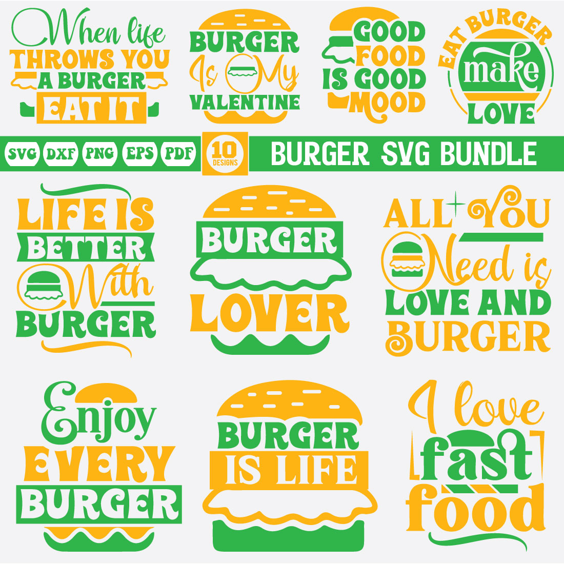 Burger Svg Bundle preview image.