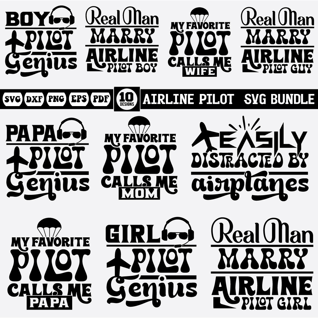 Airline Pilot Svg Bundle preview image.