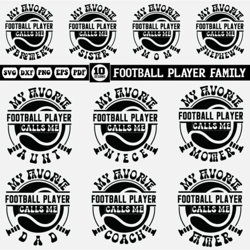 Football Player Family Svg Bundle cover image.