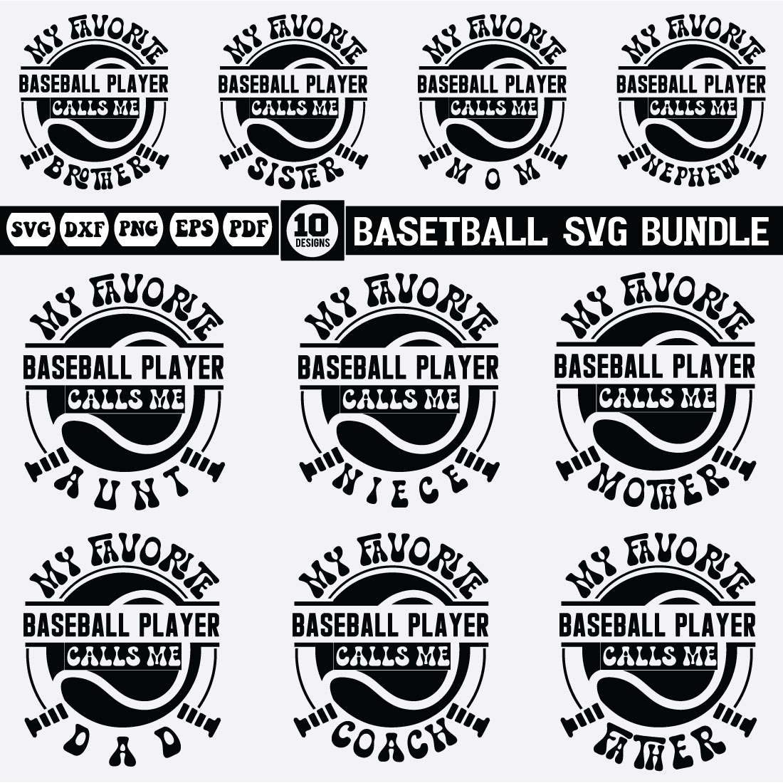 Baseball Player Family Svg Bundle cover image.