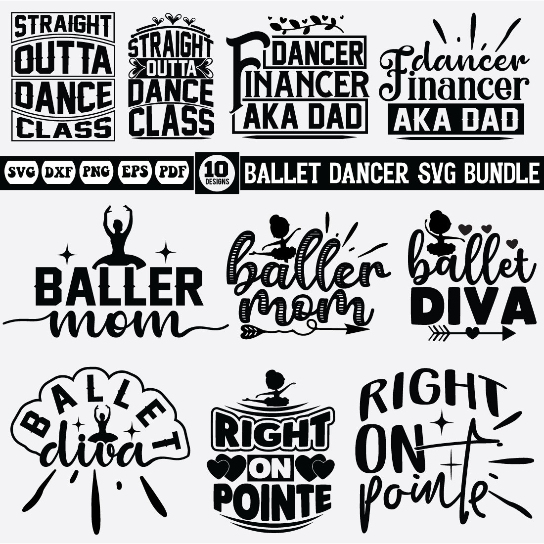 ballet dancer Svg bundle preview image.