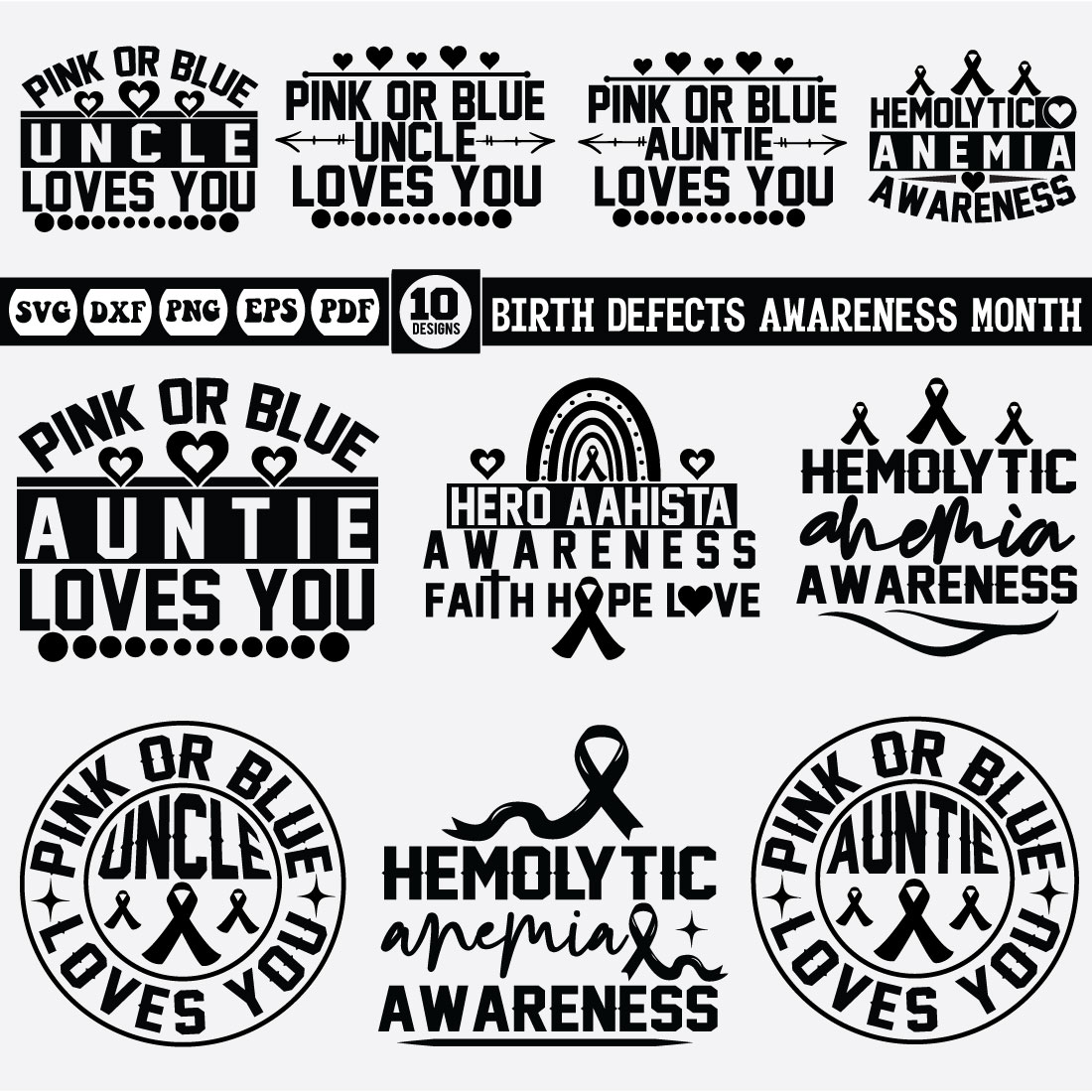Birth Defects Awareness Month Svg bundle preview image.
