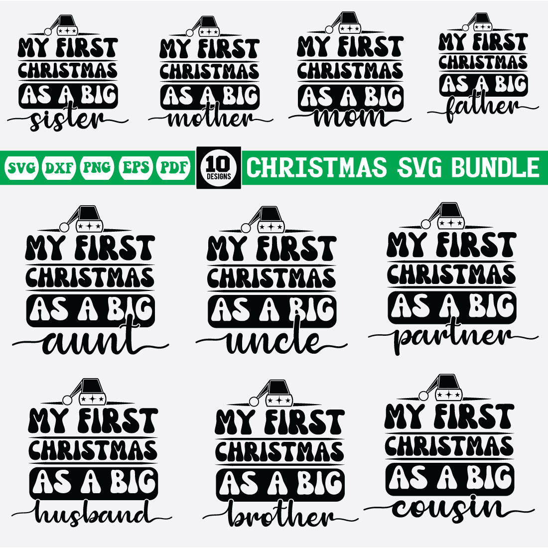 christmas Svg design bundle preview image.