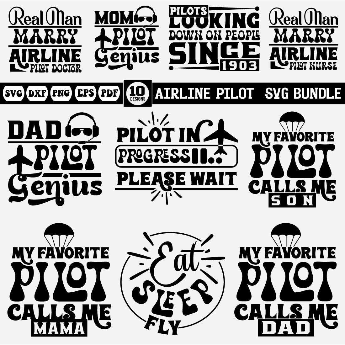 Airline Pilot Svg Design Bundle preview image.