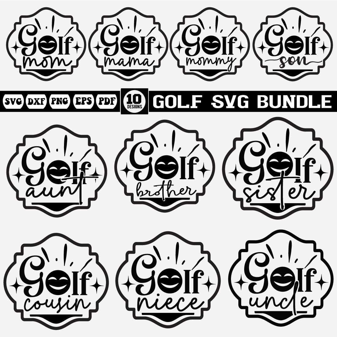 golf svg bundle preview image.