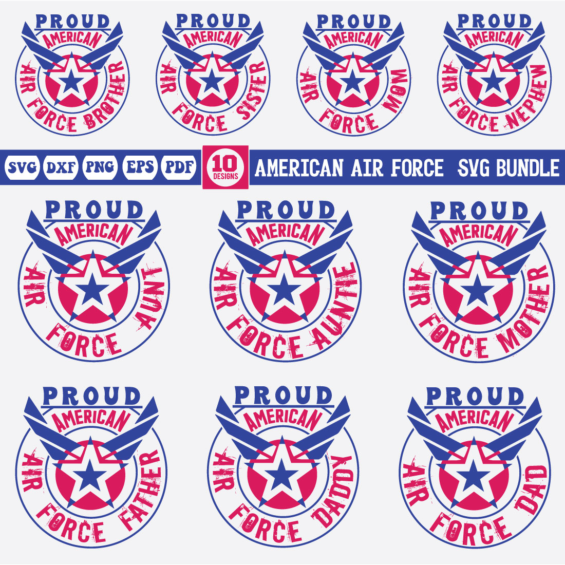 American Air Force Family Svg Bundle preview image.