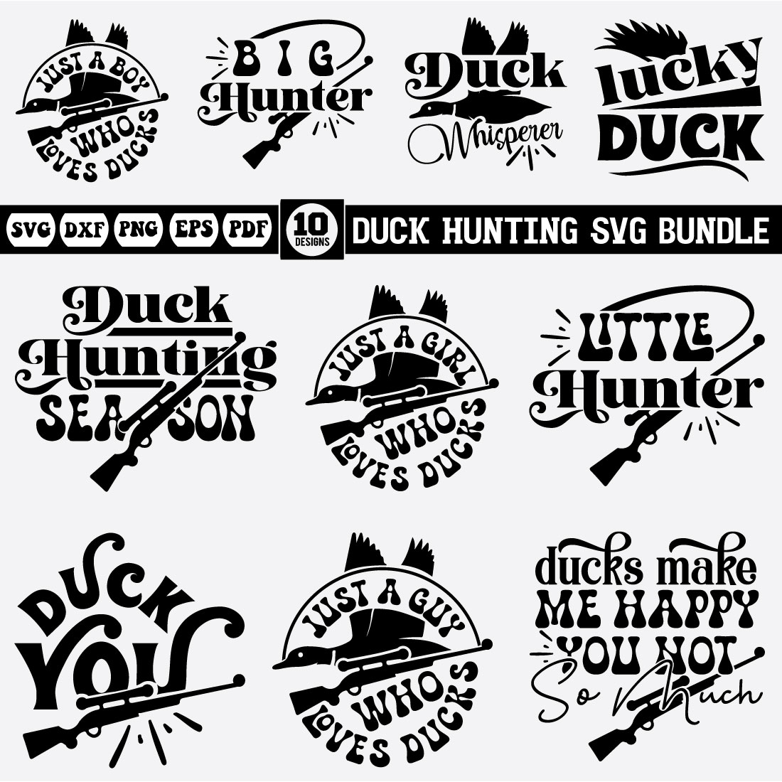 Duck Hunting Svg bundle preview image.