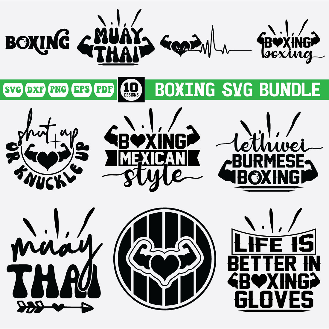 boxing Svg design bundle preview image.