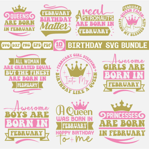 february birthday svg bundle cover image.