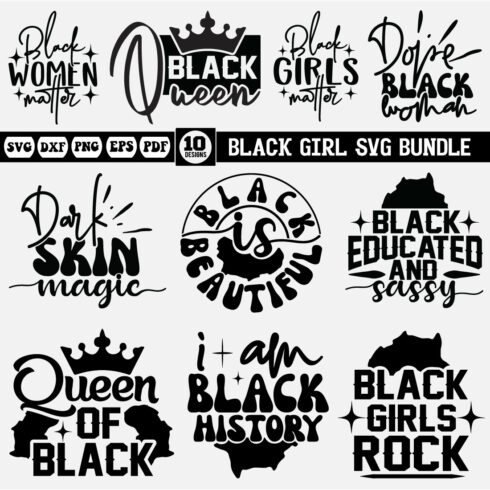 Black Girl Svg bundle cover image.