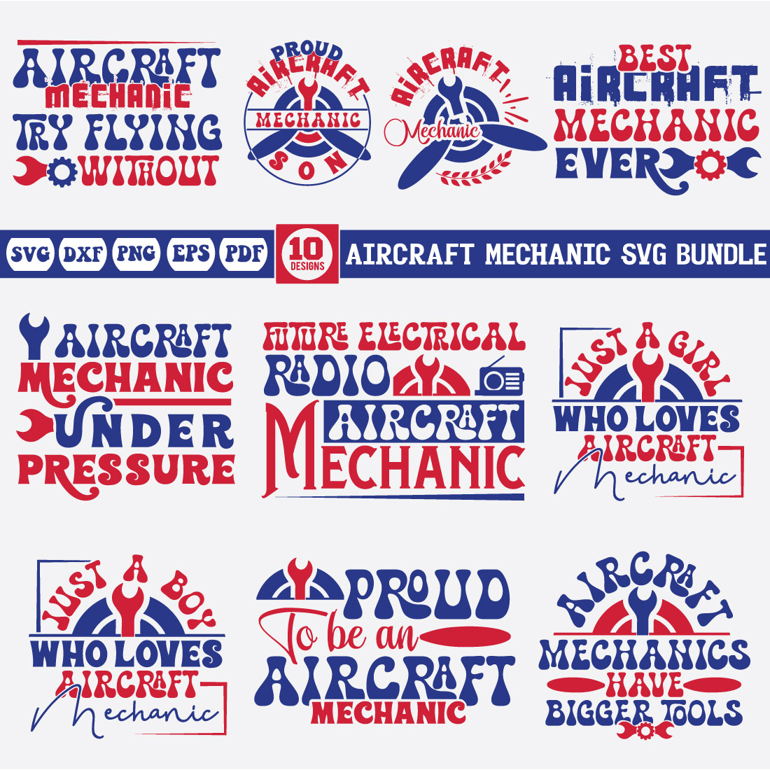 Aircraft Mechanic Svg Bundle preview image.