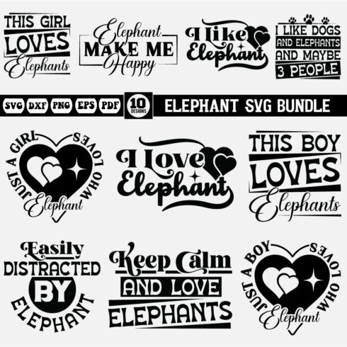 Elephant svg bundle cover image.