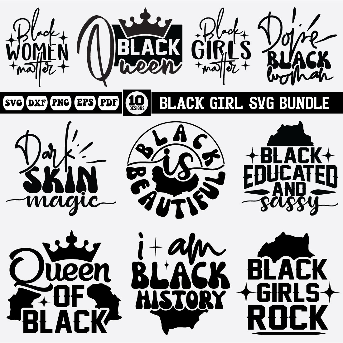 Black Girl Svg bundle preview image.