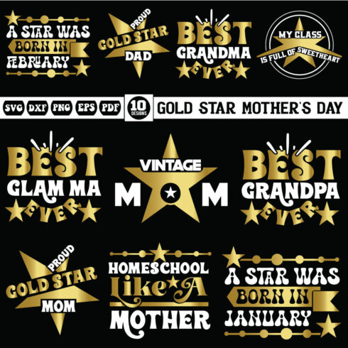 Gold Star Mother's Day Svg Bundle cover image.