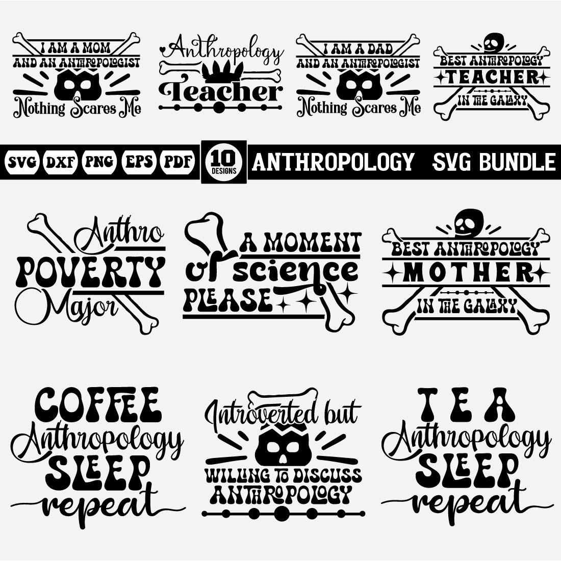 Anthropology svg bundle preview image.