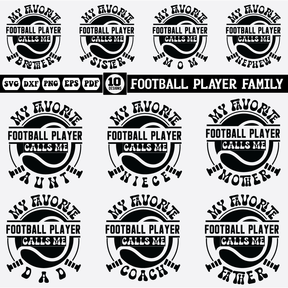 Football Player Family Svg Bundle preview image.