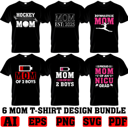 mom t-shirt design bundle cover image.