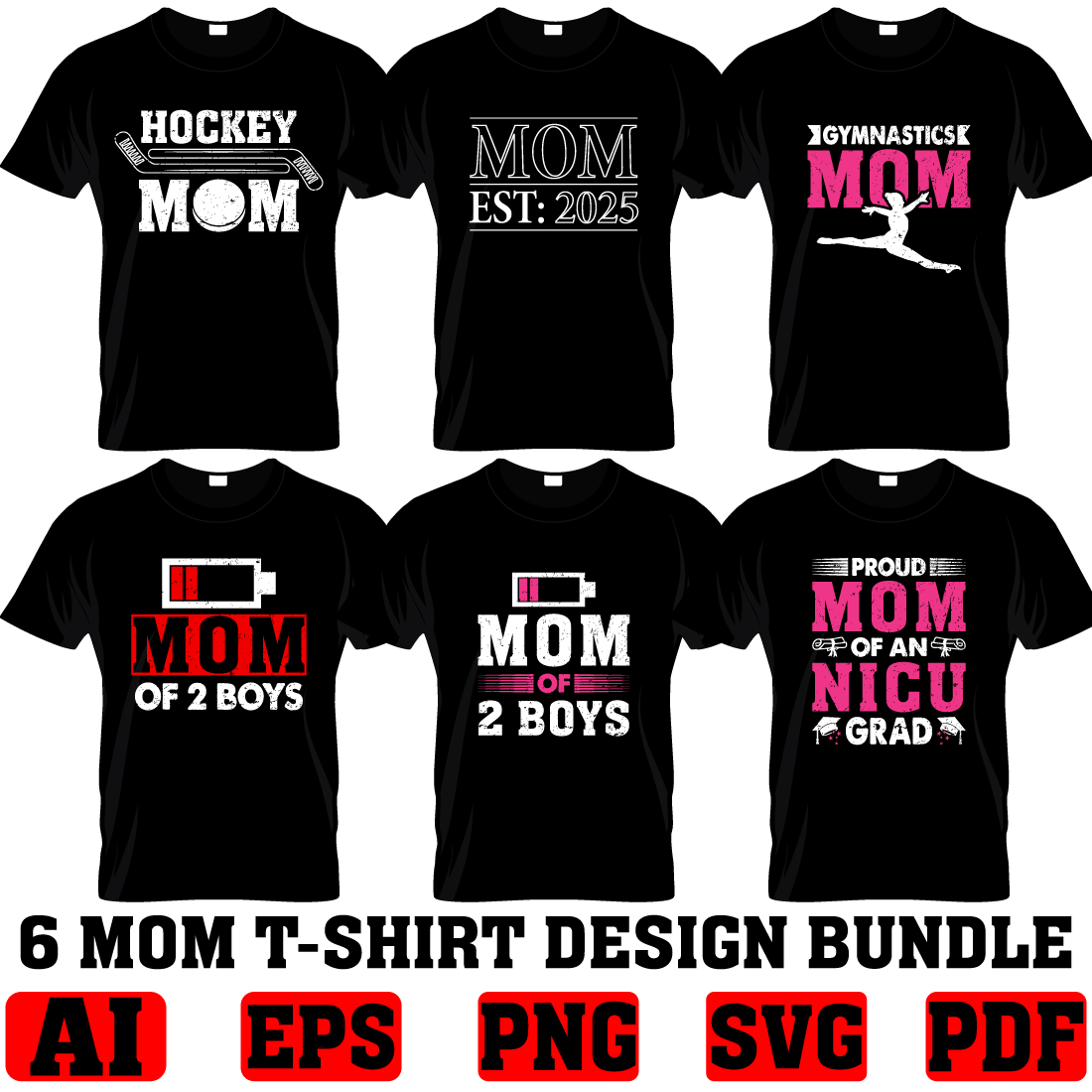 mom t-shirt design bundle cover image.