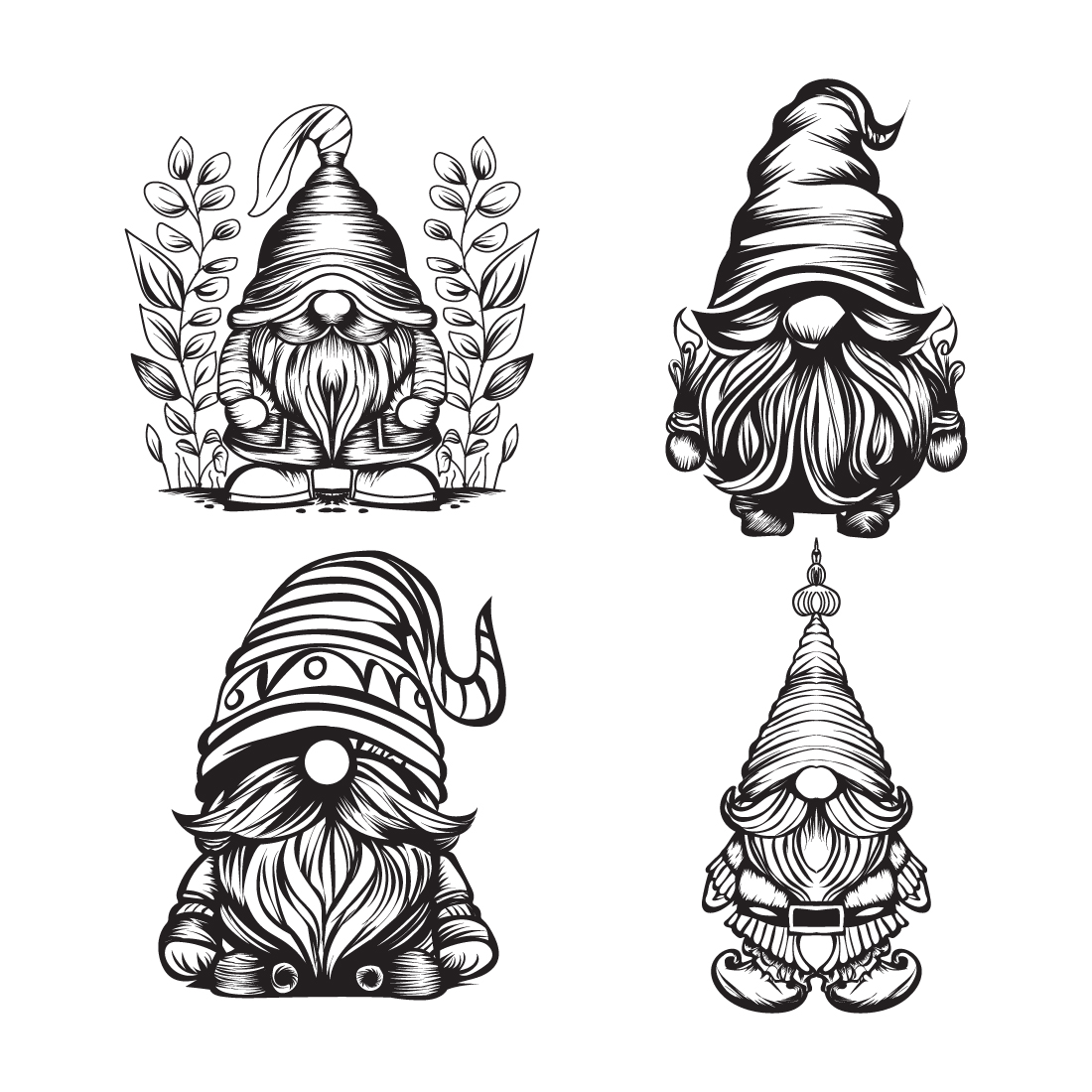 set of Christmas gnomes vector art design template preview image.
