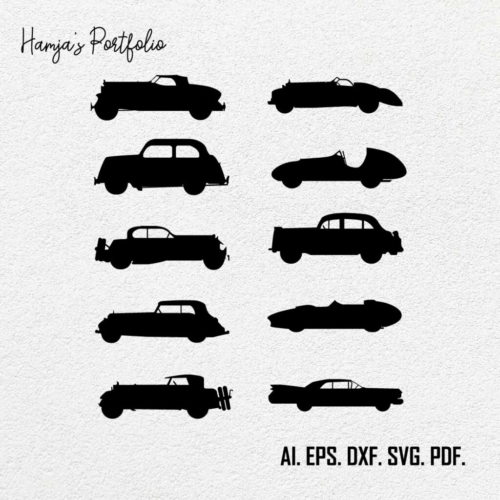 Car Svg Bundle, Retro Car Silhouette Svg, Sports Car Svg, Classic Car