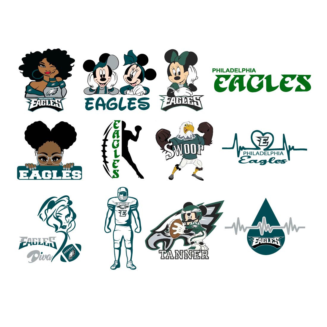 Philadelphia Eagles logo svg vector , bundle logo, NFL teams, Football Teams svg bundle preview image.