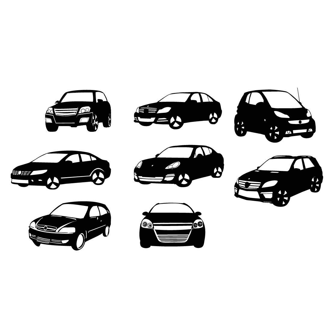 Car silhouette svg, cars svg files, vehicle svg, car clipart, race car svg, sedan svg, Hatchback svg, station wagon svg, preview image.